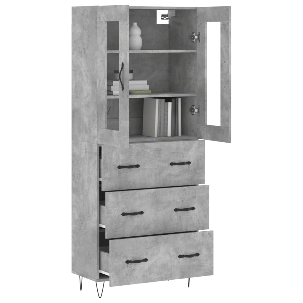 vidaXL Witrynka, szarość betonu 69,5x34x180 cm materiał drewnopochodny