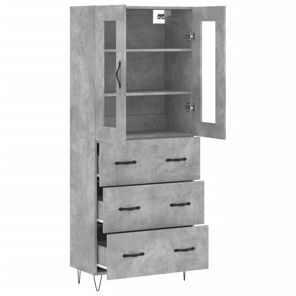 vidaXL Witrynka, szarość betonu 69,5x34x180 cm materiał drewnopochodny