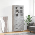 vidaXL Witrynka, szarość betonu 69,5x34x180 cm materiał drewnopochodny
