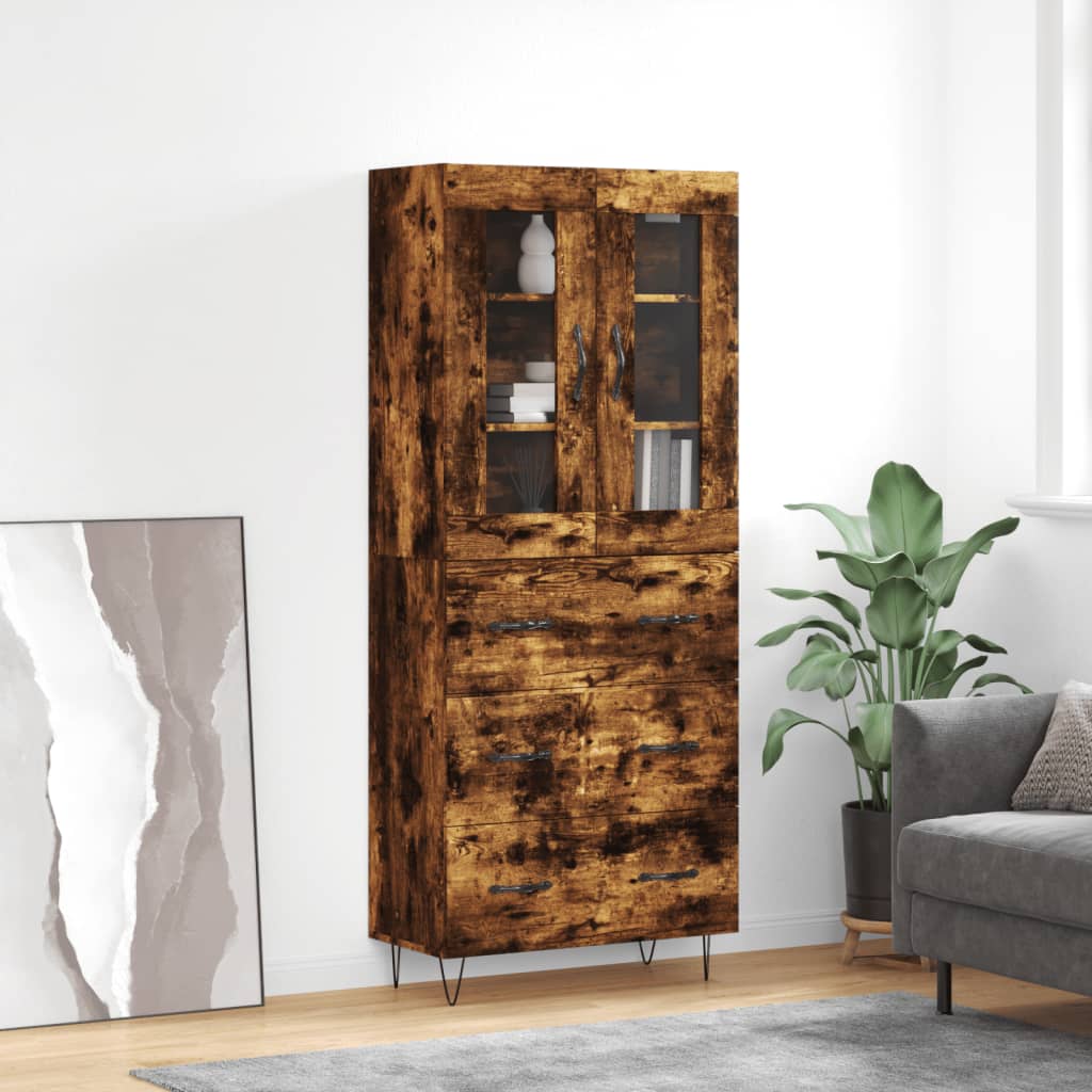 vidaXL Witrynka przydymiony dąb 69,5x34x180 cm materiał drewnopochodny