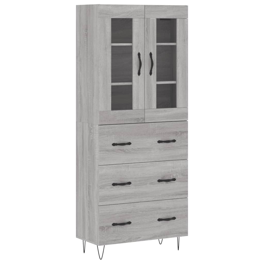 vidaXL Witrynka szary dąb sonoma 69,5x34x180cm materiał drewnopochodny