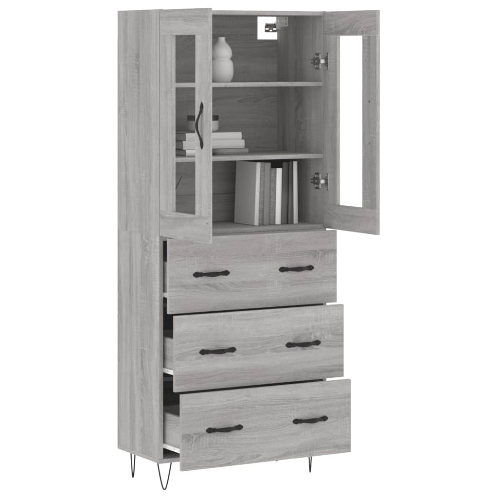 vidaXL Witrynka szary dąb sonoma 69,5x34x180cm materiał drewnopochodny