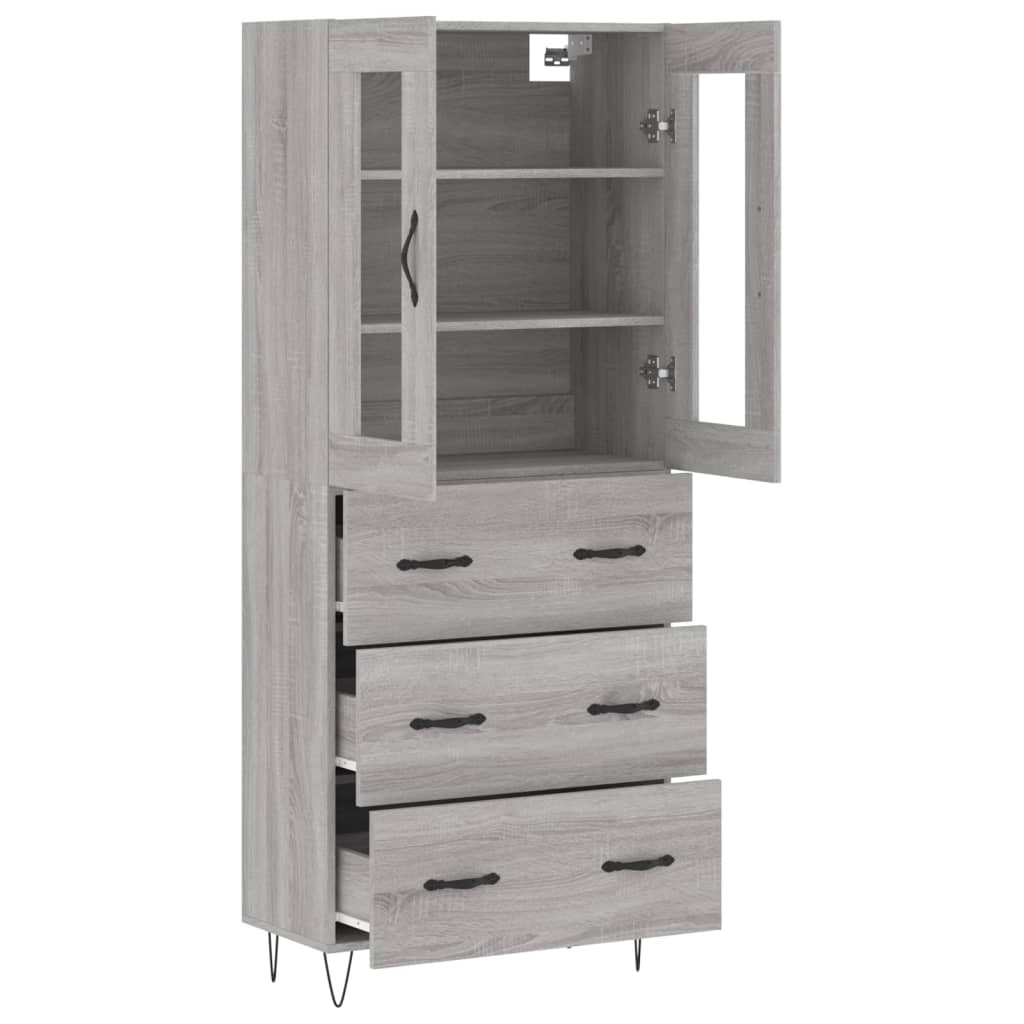 vidaXL Witrynka szary dąb sonoma 69,5x34x180cm materiał drewnopochodny