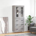 vidaXL Witrynka szary dąb sonoma 69,5x34x180cm materiał drewnopochodny