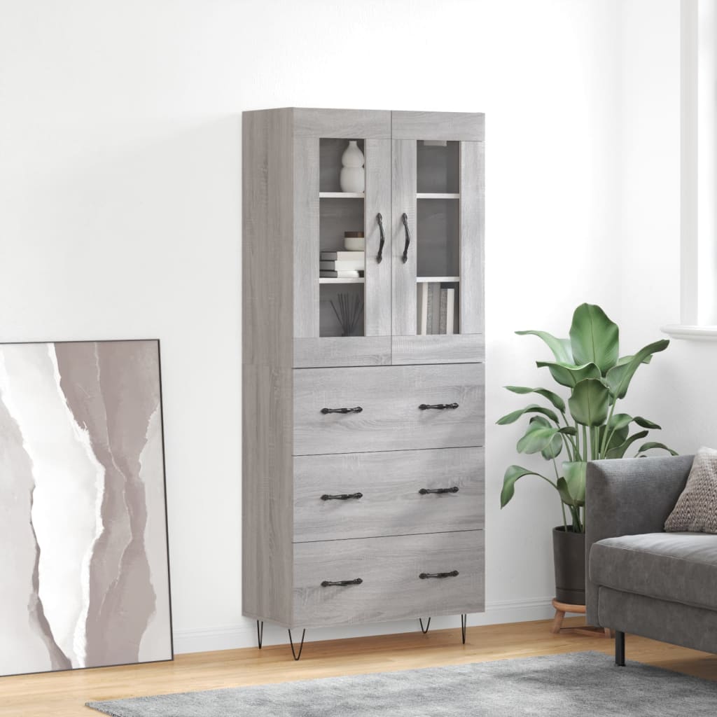 vidaXL Witrynka szary dąb sonoma 69,5x34x180cm materiał drewnopochodny
