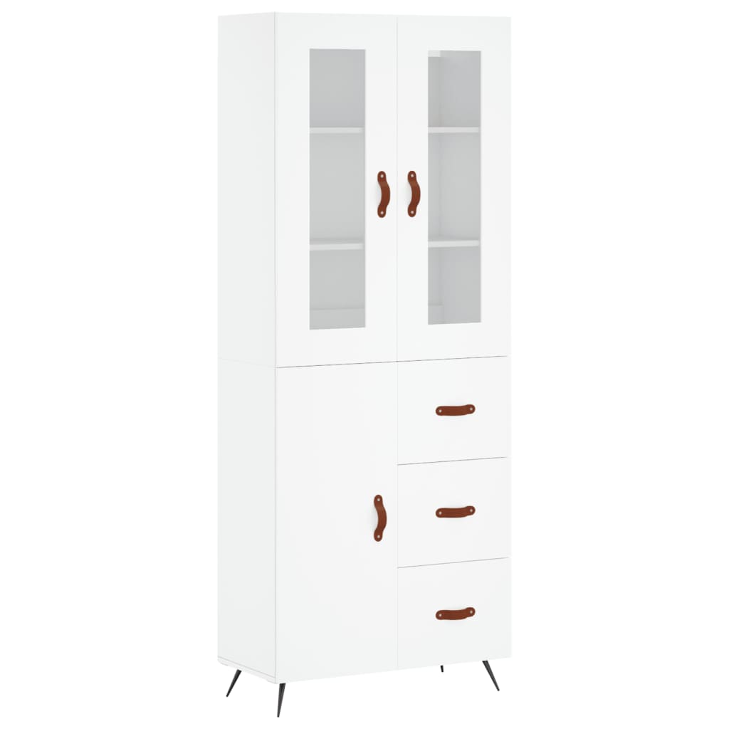 vidaXL Witrynka, biała, 69,5x34x180 cm, materiał drewnopochodny
