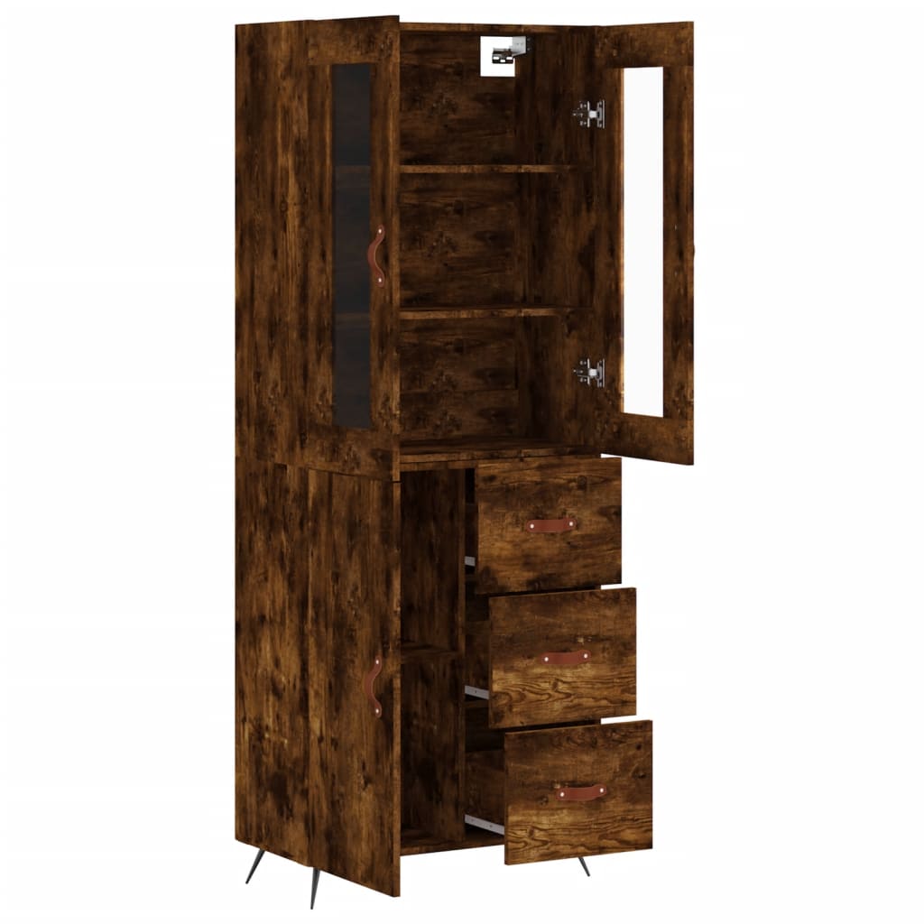 vidaXL Witrynka przydymiony dąb 69,5x34x180 cm materiał drewnopochodny
