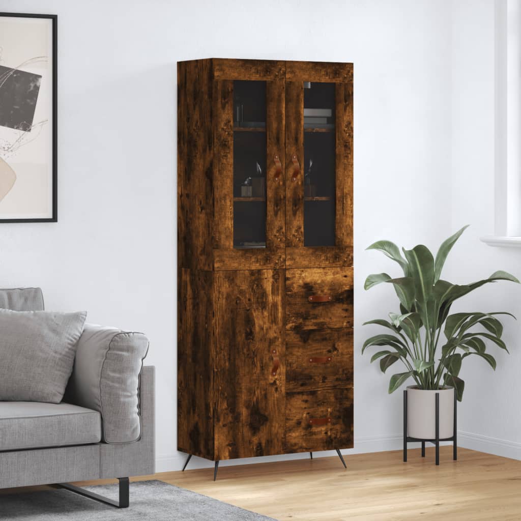 vidaXL Witrynka przydymiony dąb 69,5x34x180 cm materiał drewnopochodny