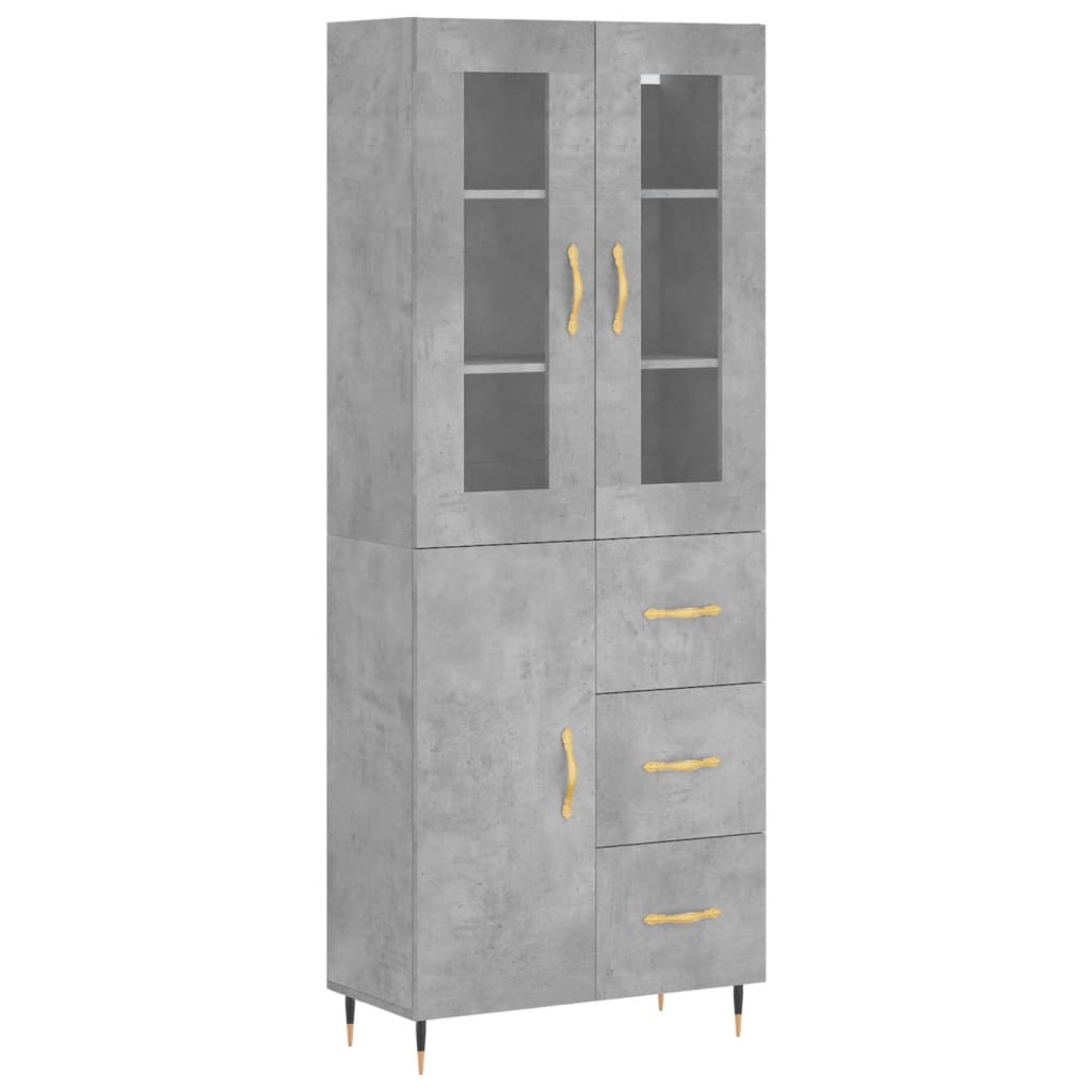 vidaXL Witrynka, szarość betonu 69,5x34x180 cm materiał drewnopochodny
