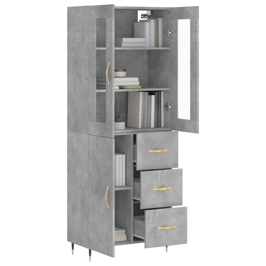 vidaXL Witrynka, szarość betonu 69,5x34x180 cm materiał drewnopochodny