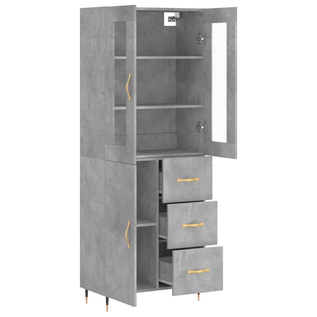 vidaXL Witrynka, szarość betonu 69,5x34x180 cm materiał drewnopochodny