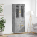 vidaXL Witrynka, szarość betonu 69,5x34x180 cm materiał drewnopochodny