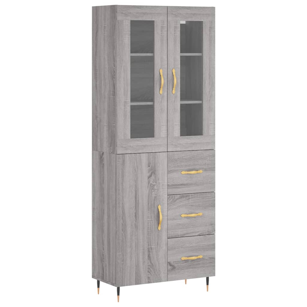 vidaXL Witrynka szary dąb sonoma 69,5x34x180cm materiał drewnopochodny