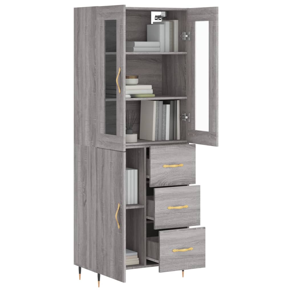 vidaXL Witrynka szary dąb sonoma 69,5x34x180cm materiał drewnopochodny