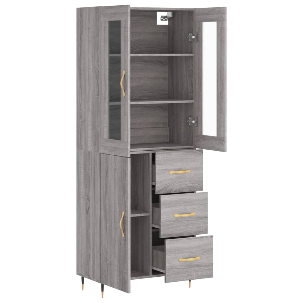 vidaXL Witrynka szary dąb sonoma 69,5x34x180cm materiał drewnopochodny