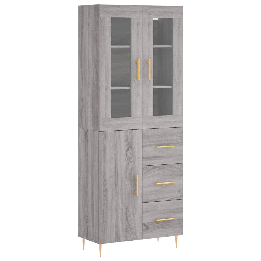 vidaXL Witrynka szary dąb sonoma 69,5x34x180cm materiał drewnopochodny