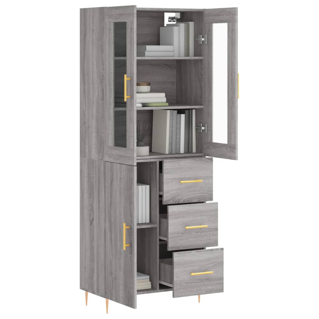 vidaXL Witrynka szary dąb sonoma 69,5x34x180cm materiał drewnopochodny