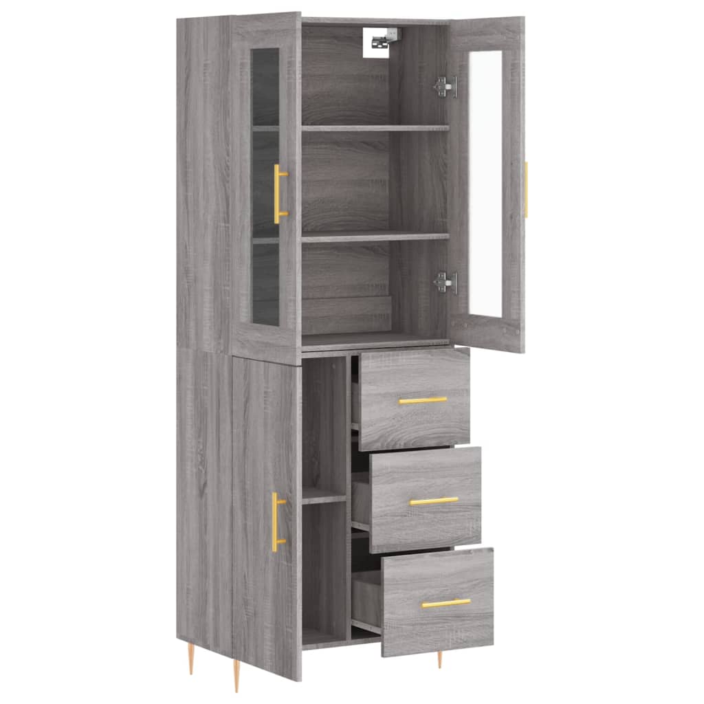 vidaXL Witrynka szary dąb sonoma 69,5x34x180cm materiał drewnopochodny