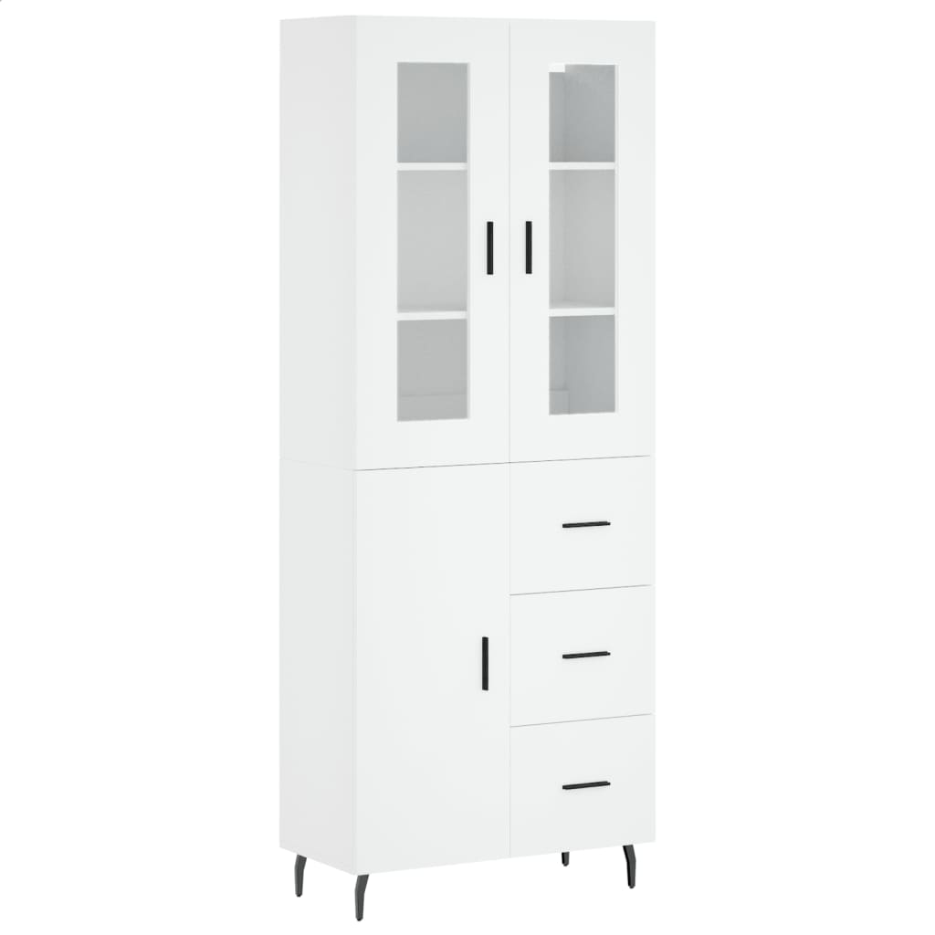 vidaXL Witrynka, biała, 69,5x34x180 cm, materiał drewnopochodny