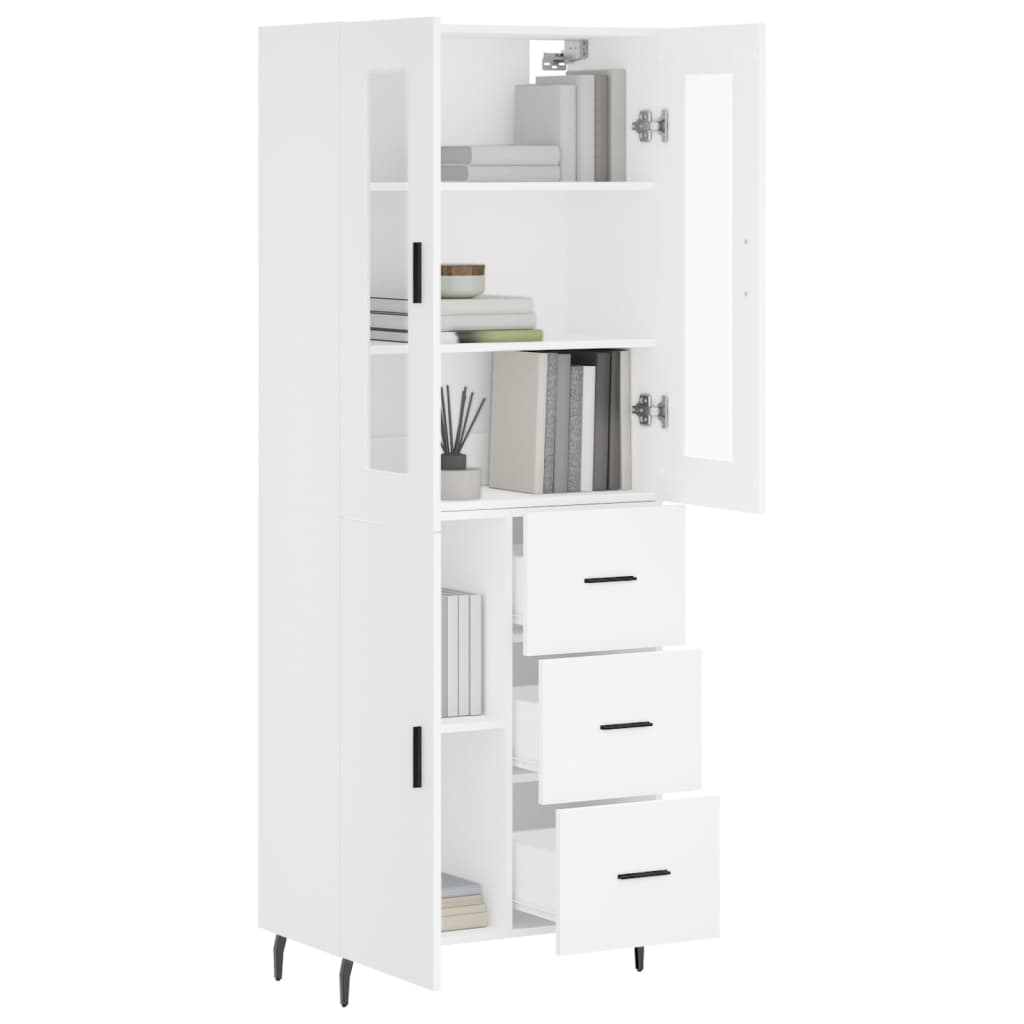 vidaXL Witrynka, biała, 69,5x34x180 cm, materiał drewnopochodny