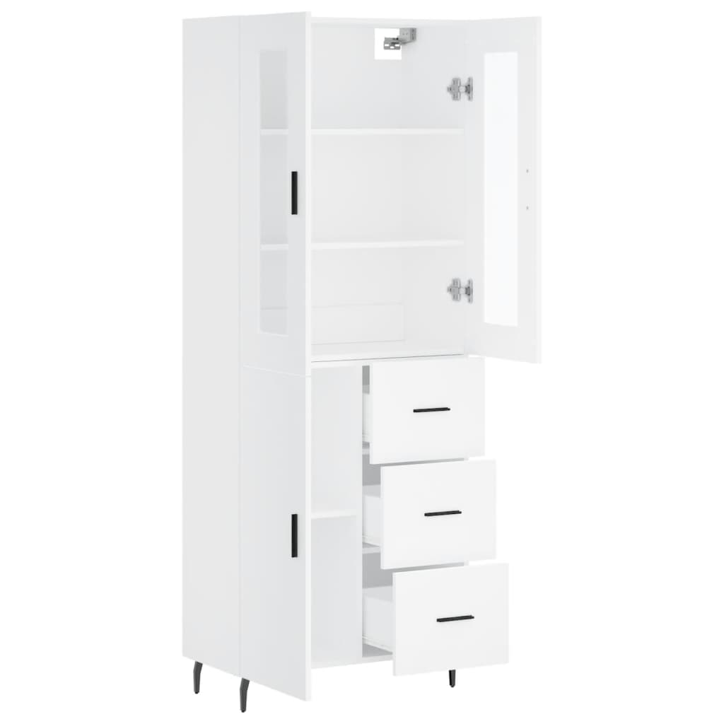 vidaXL Witrynka, biała, 69,5x34x180 cm, materiał drewnopochodny
