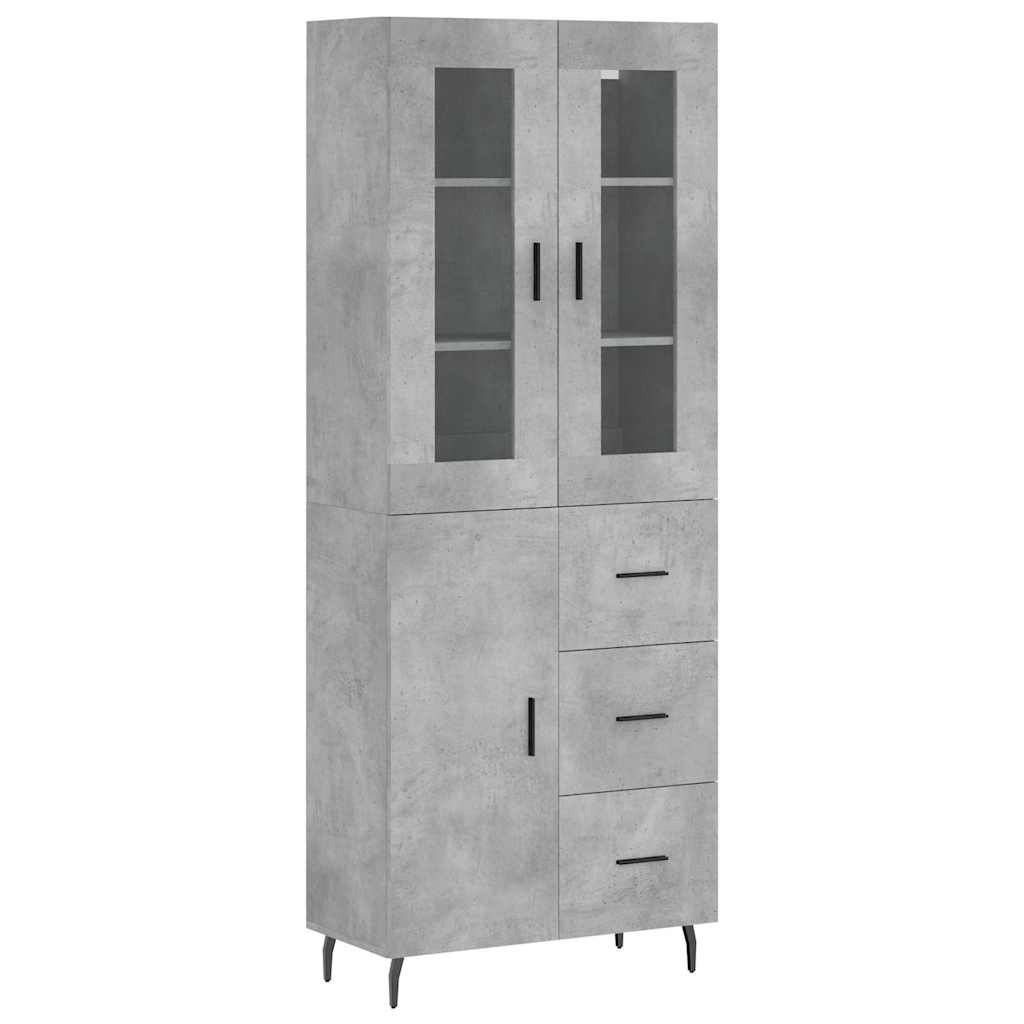 vidaXL Witrynka, szarość betonu 69,5x34x180 cm materiał drewnopochodny