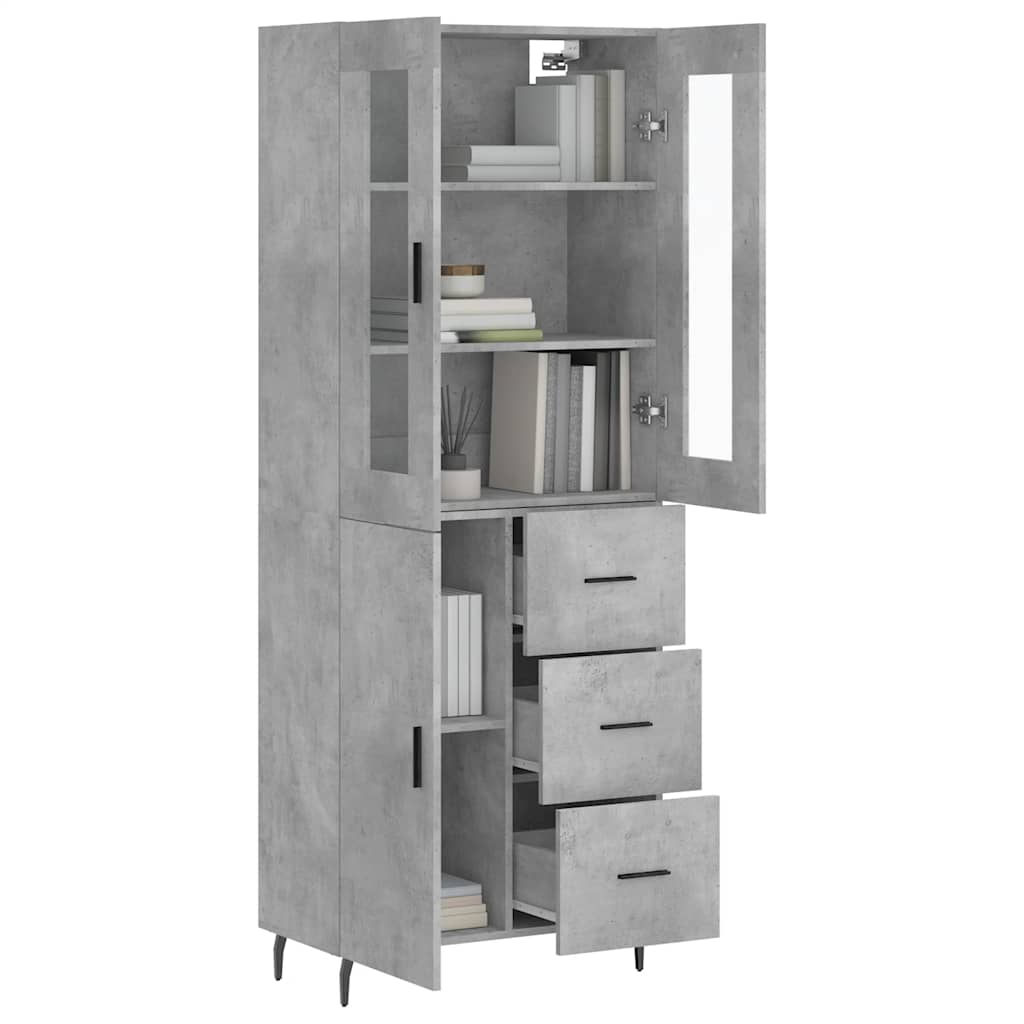 vidaXL Witrynka, szarość betonu 69,5x34x180 cm materiał drewnopochodny