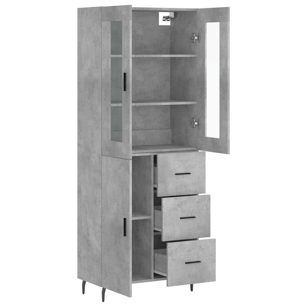 vidaXL Witrynka, szarość betonu 69,5x34x180 cm materiał drewnopochodny