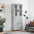 vidaXL Witrynka, szarość betonu 69,5x34x180 cm materiał drewnopochodny