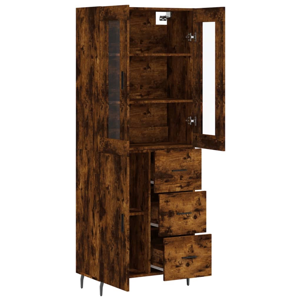 vidaXL Witrynka przydymiony dąb 69,5x34x180 cm materiał drewnopochodny