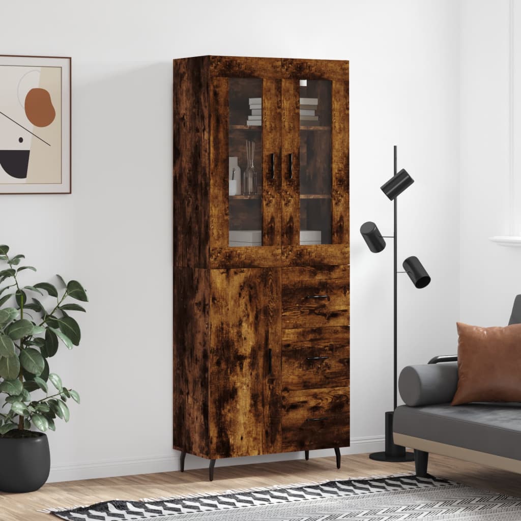 vidaXL Witrynka przydymiony dąb 69,5x34x180 cm materiał drewnopochodny