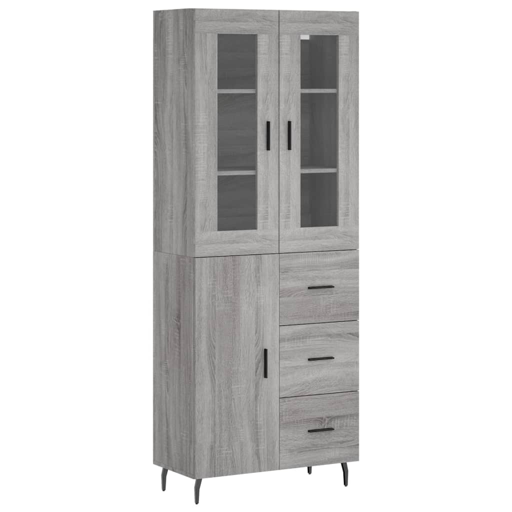 vidaXL Witrynka szary dąb sonoma 69,5x34x180cm materiał drewnopochodny