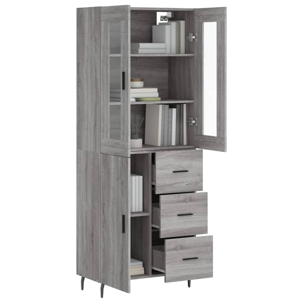 vidaXL Witrynka szary dąb sonoma 69,5x34x180cm materiał drewnopochodny