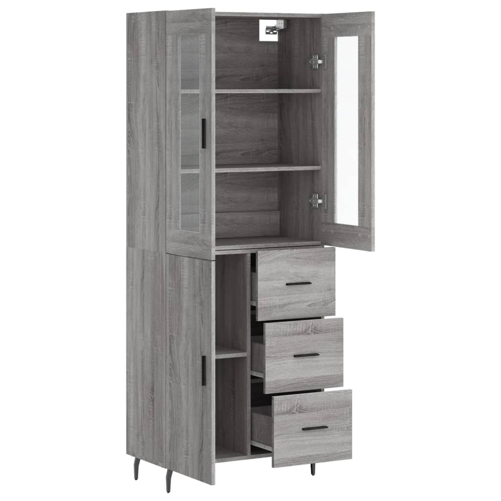 vidaXL Witrynka szary dąb sonoma 69,5x34x180cm materiał drewnopochodny