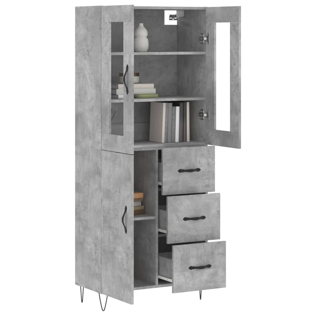 vidaXL Witrynka, szarość betonu 69,5x34x180 cm materiał drewnopochodny