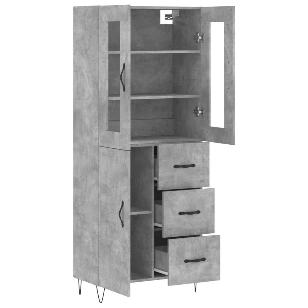 vidaXL Witrynka, szarość betonu 69,5x34x180 cm materiał drewnopochodny