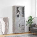vidaXL Witrynka, szarość betonu 69,5x34x180 cm materiał drewnopochodny