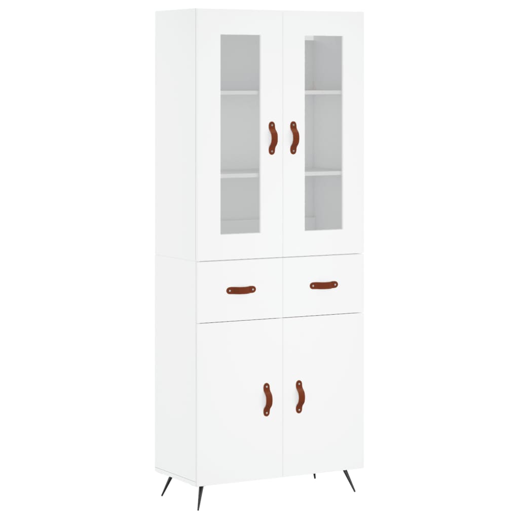 vidaXL Witrynka, biała, 69,5x34x180 cm, materiał drewnopochodny