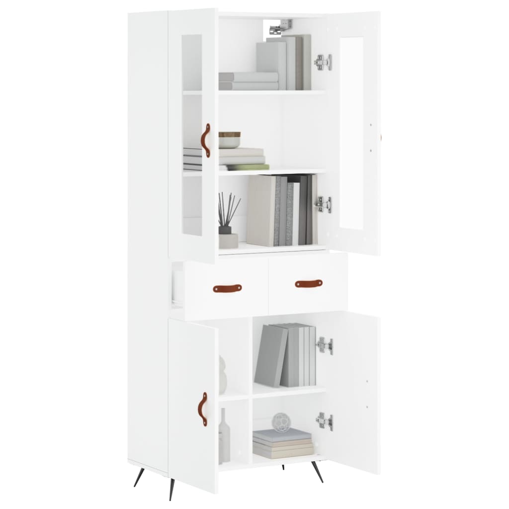 vidaXL Witrynka, biała, 69,5x34x180 cm, materiał drewnopochodny