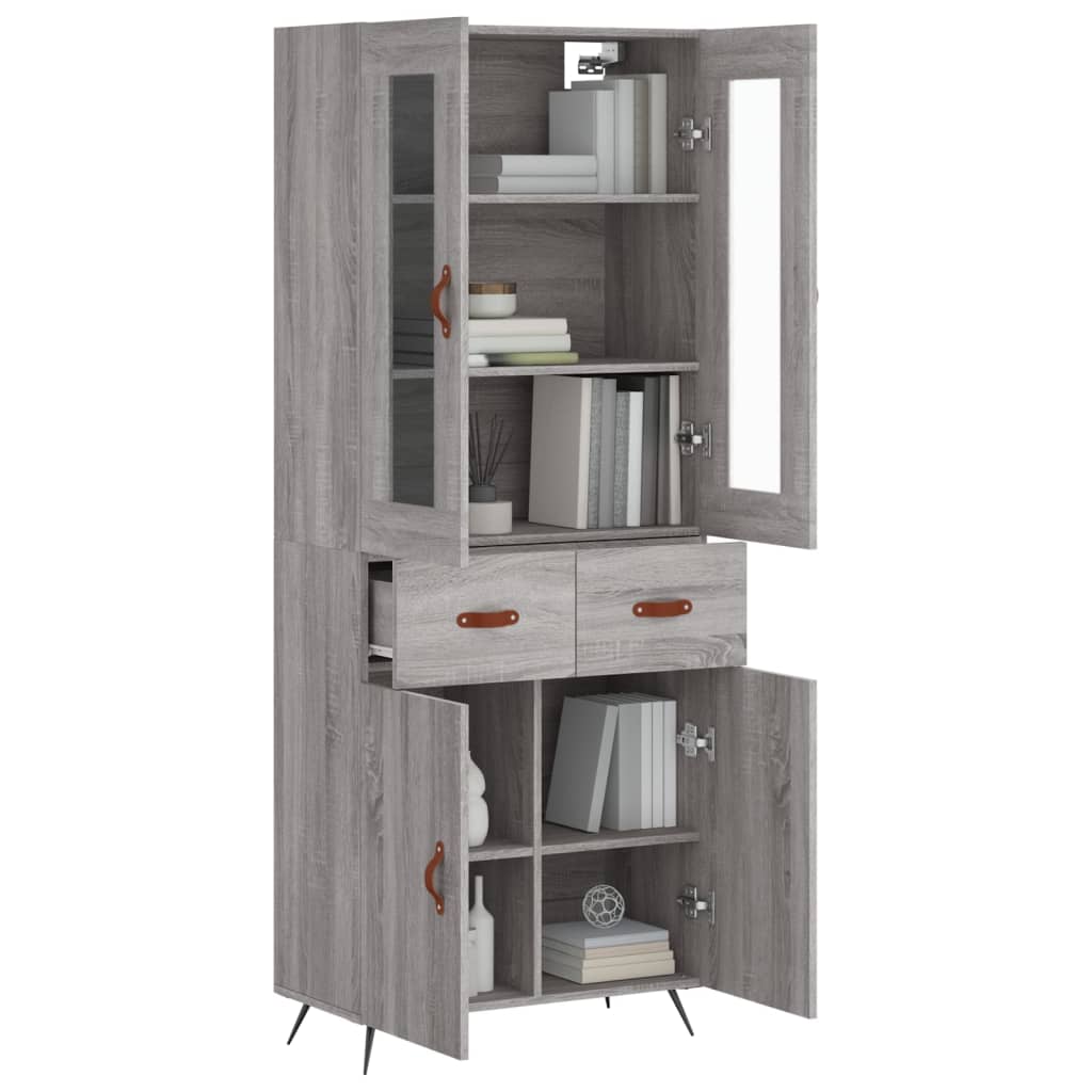vidaXL Witrynka szary dąb sonoma 69,5x34x180cm materiał drewnopochodny