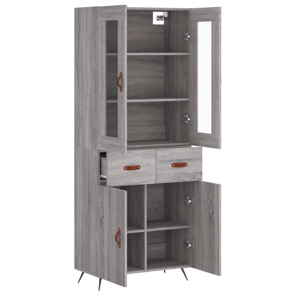 vidaXL Witrynka szary dąb sonoma 69,5x34x180cm materiał drewnopochodny