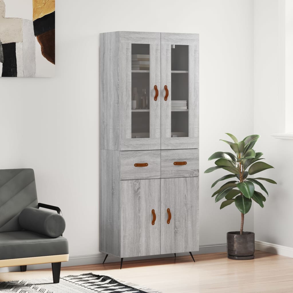 vidaXL Witrynka szary dąb sonoma 69,5x34x180cm materiał drewnopochodny