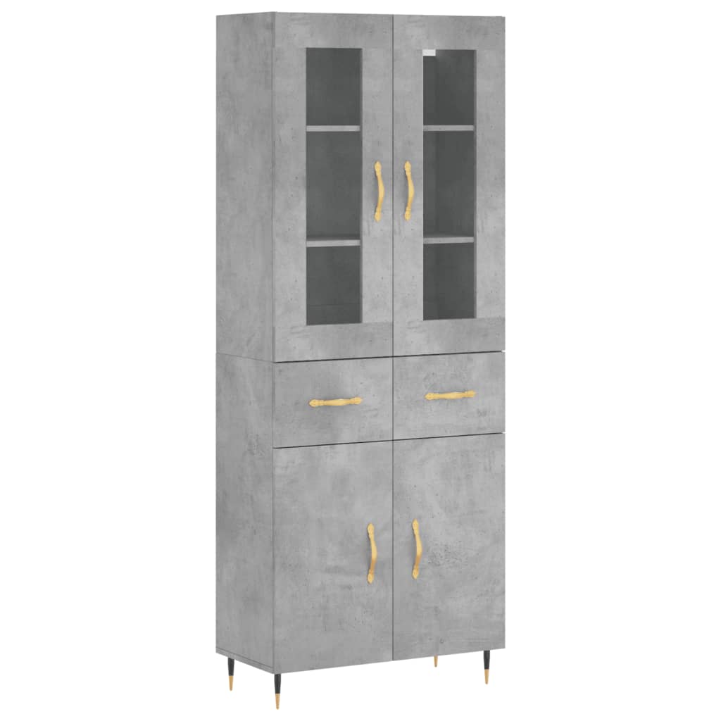 vidaXL Witrynka, szarość betonu 69,5x34x180 cm materiał drewnopochodny