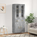 vidaXL Witrynka, szarość betonu 69,5x34x180 cm materiał drewnopochodny