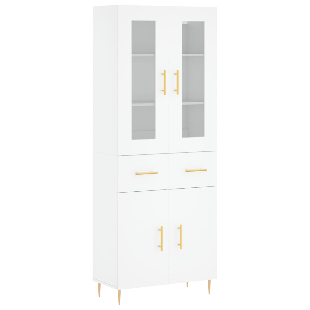 vidaXL Witrynka, biała, 69,5x34x180 cm, materiał drewnopochodny