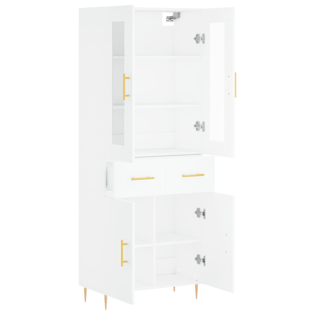 vidaXL Witrynka, biała, 69,5x34x180 cm, materiał drewnopochodny