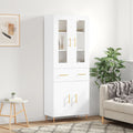 vidaXL Witrynka, biała, 69,5x34x180 cm, materiał drewnopochodny