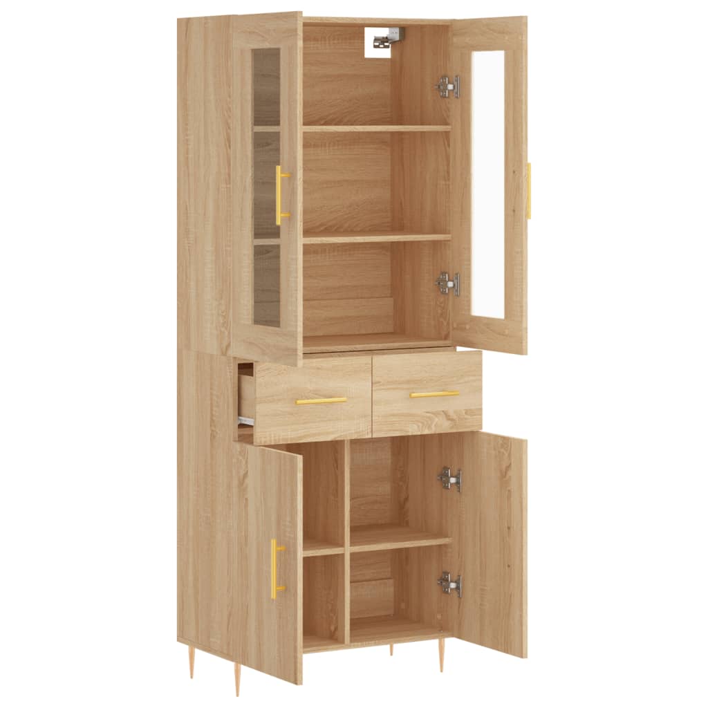 vidaXL Witrynka, dąb sonoma, 69,5x34x180 cm, materiał drewnopochodny