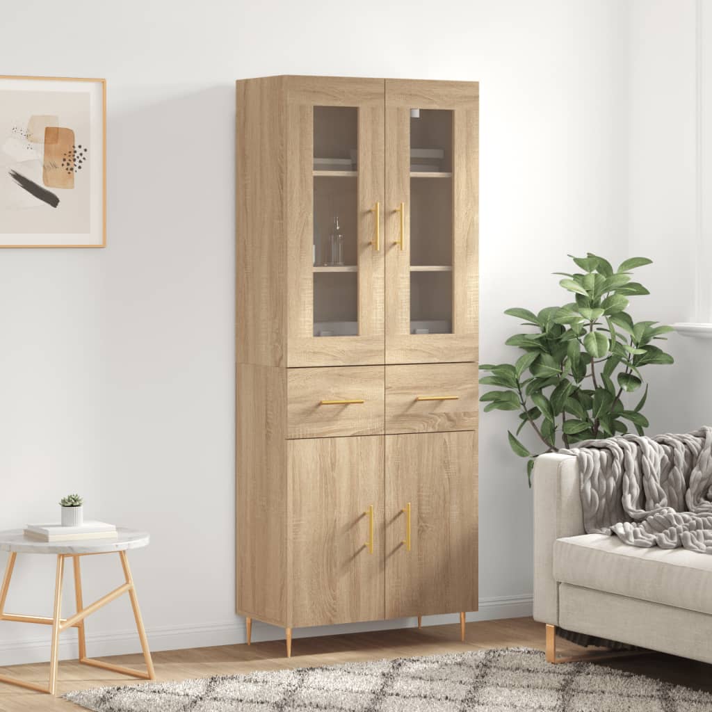 vidaXL Witrynka, dąb sonoma, 69,5x34x180 cm, materiał drewnopochodny