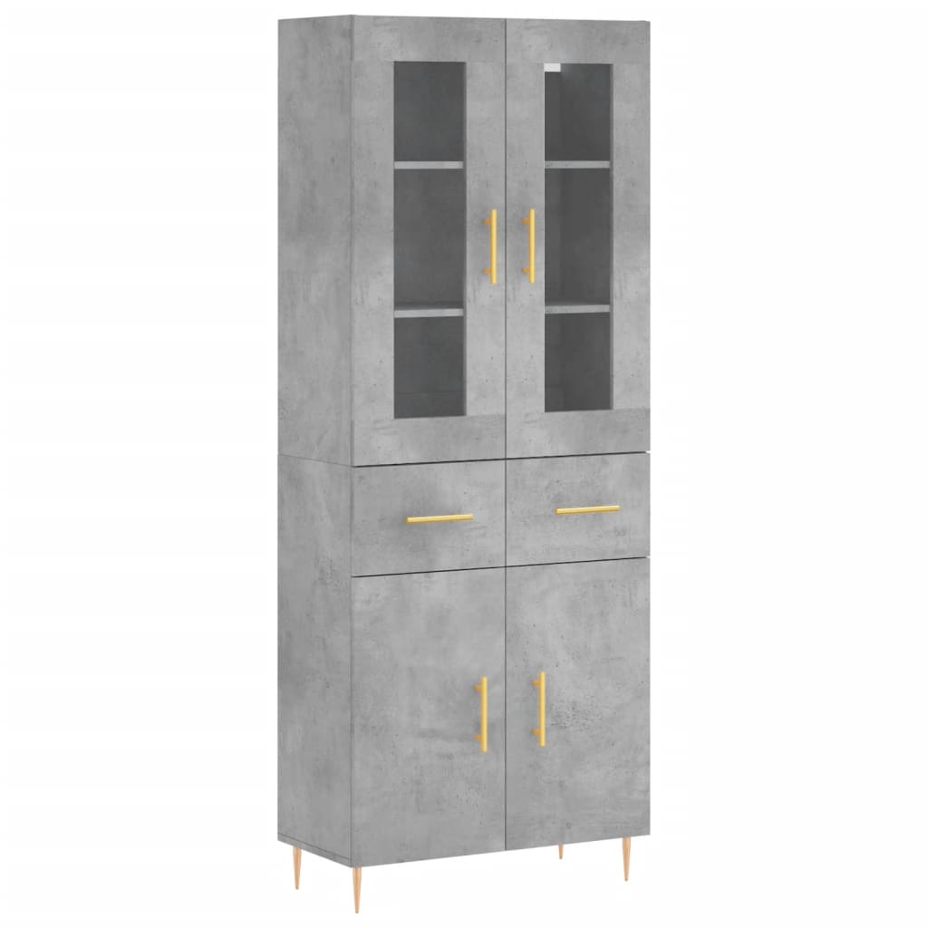vidaXL Witrynka, szarość betonu 69,5x34x180 cm materiał drewnopochodny